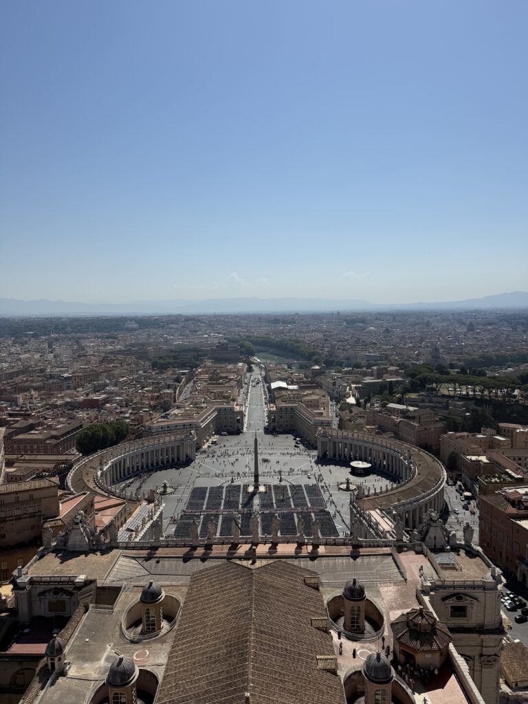 Aerial view of the Vatican from the top of St Peters Basilica Dome